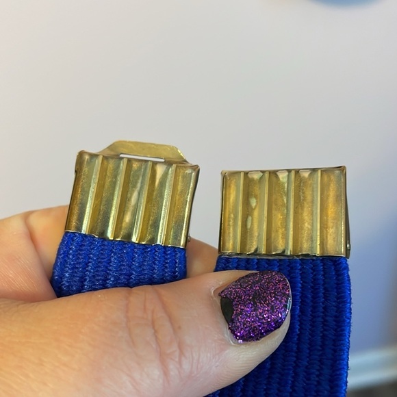 Talbots Vintage Braided Rope Fabric Blue Teal Purple Pink Stretch belt OS - Picture 9 of 16